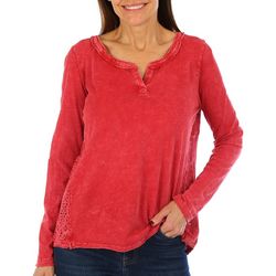 Womens Crochet Back Long Sleeve Shirt