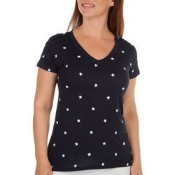 For the Republic Womens Star Embroidered Short Sleeve Tee