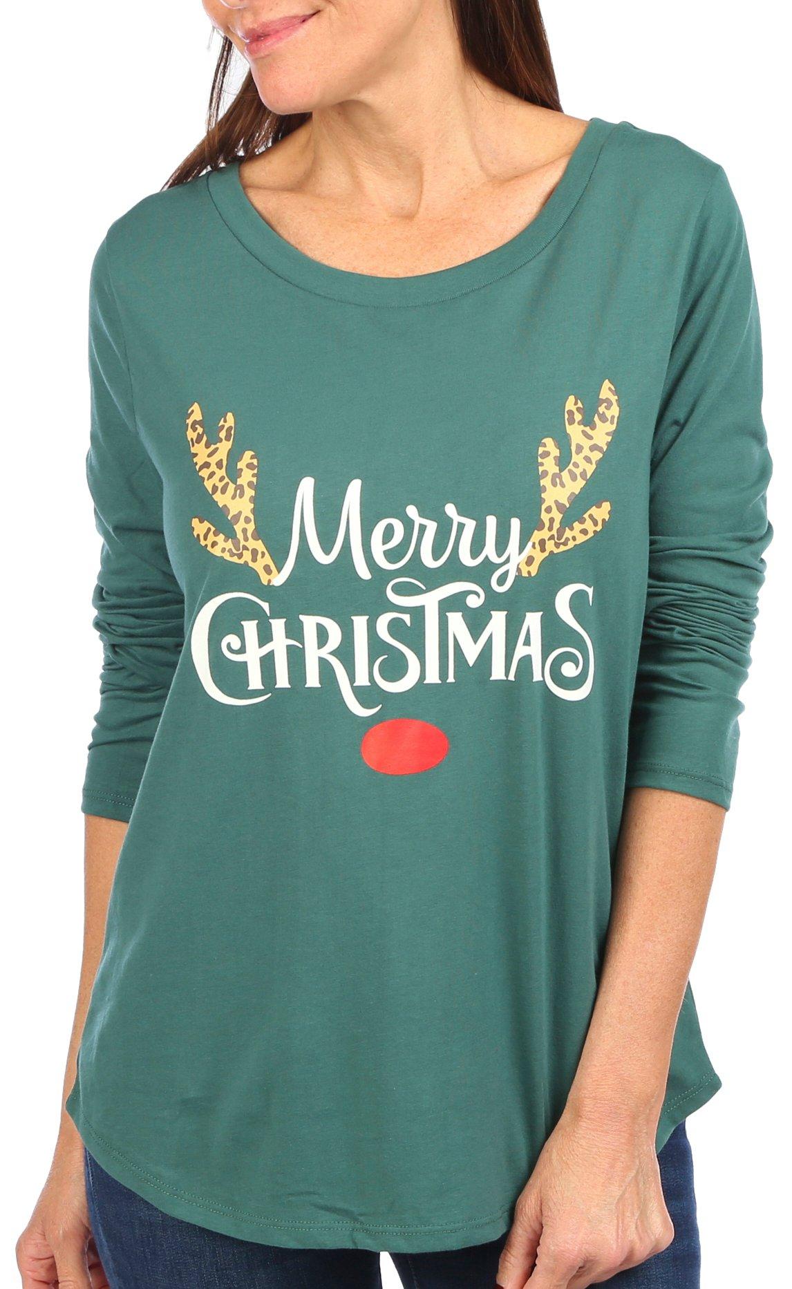 Adiva Womens Merry Christmas Long Sleeve Tee