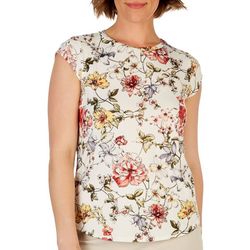 Ava James Womens Cap Sleeves Floral Top