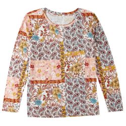 Dept 222 Womens Paisley Patchwork Long Sleeve Top