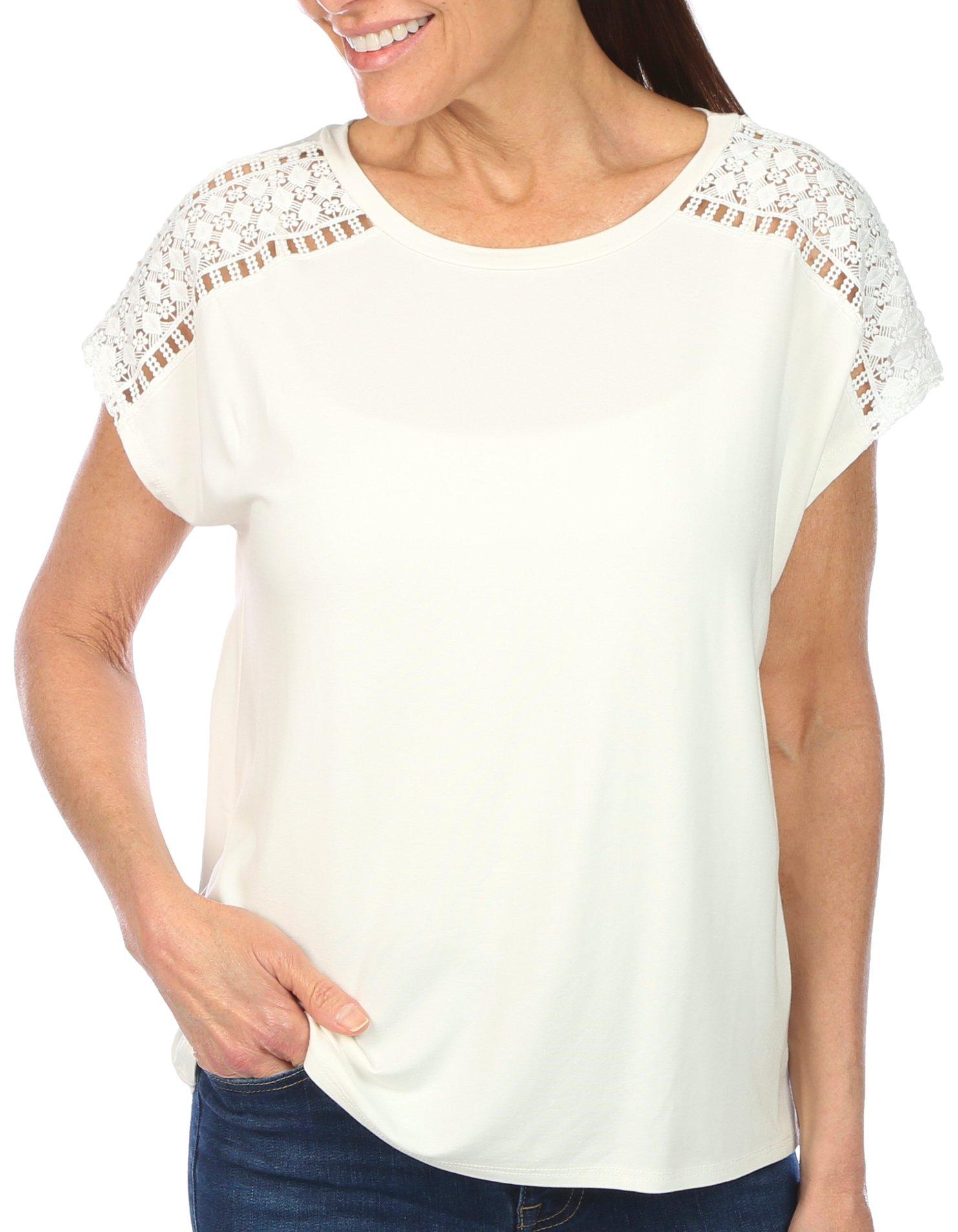 Womens Lace Short Sleeve Top