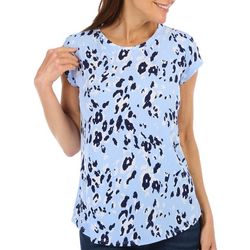 Blue Sol Womens Leopard Print Cap Sleeve Top
