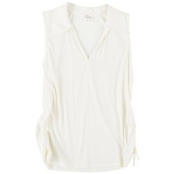 Ava James Womens Solid Tie Side Sleeveless Top