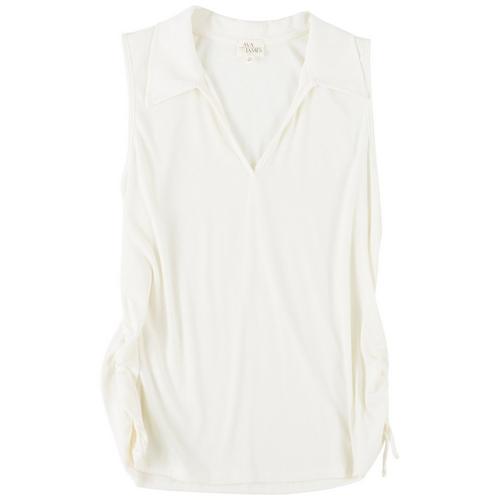 Ava James Womens Solid Tie Side Sleeveless Top