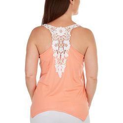 Ava James Womens Solid Lace Back Sleeveless Knit Top