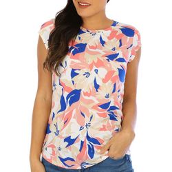 Blue Sol Womens Floral Print Cap Sleeve Top