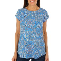 Blue Sol Womens Abstract Cap Sleeve Top