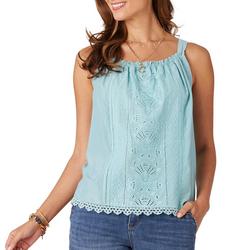 Womens Wide Strap Ruched Square Neck Woven Top