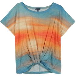 Womens Short Sleeve Knot Front Tie Dye Top19717804