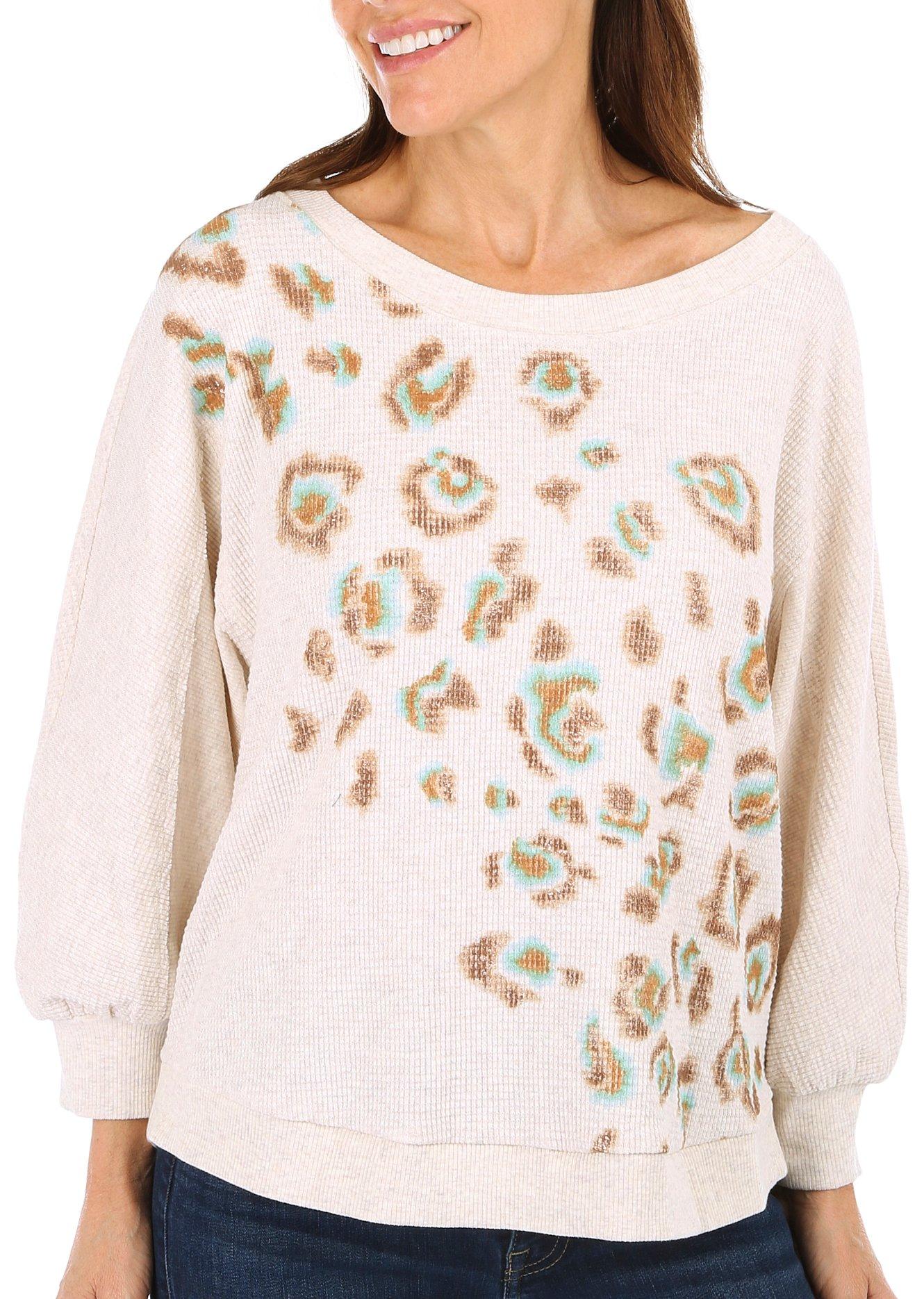 Womens Dolman Sleeve Leopard Print Top