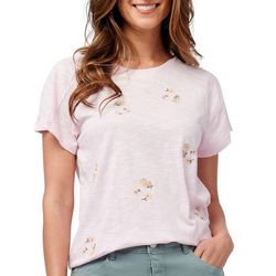 Democracy Womens Embroidered Short Sleeve Top