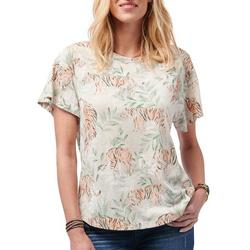 Womens Tiger Print Relaxed Short Sleeve Knit Top