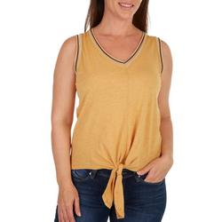 Womens V-Neck Tie Front Sleeveless Top
