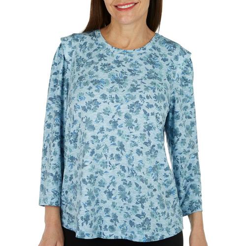 Democracy Womens Floral Print 3/4 Sleeve Top