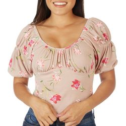 ROOMMATES Womens Floral Off The Shoulder Short Sleeve Top