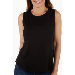 Womens Solid Round Neck Sleeveless Top