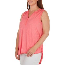 CG Sport Womens Solid Back Smocked Sleeveless Top