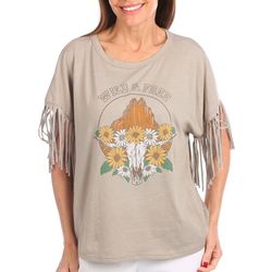 Violets Are Blue Womens Wild & Free Fringe T-Shirt