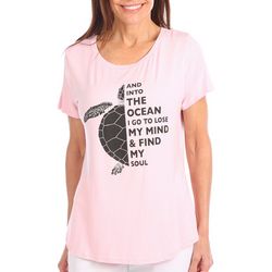 Womens Nature Into Ocean Sea Turtle Short Sleeve T-Shirt