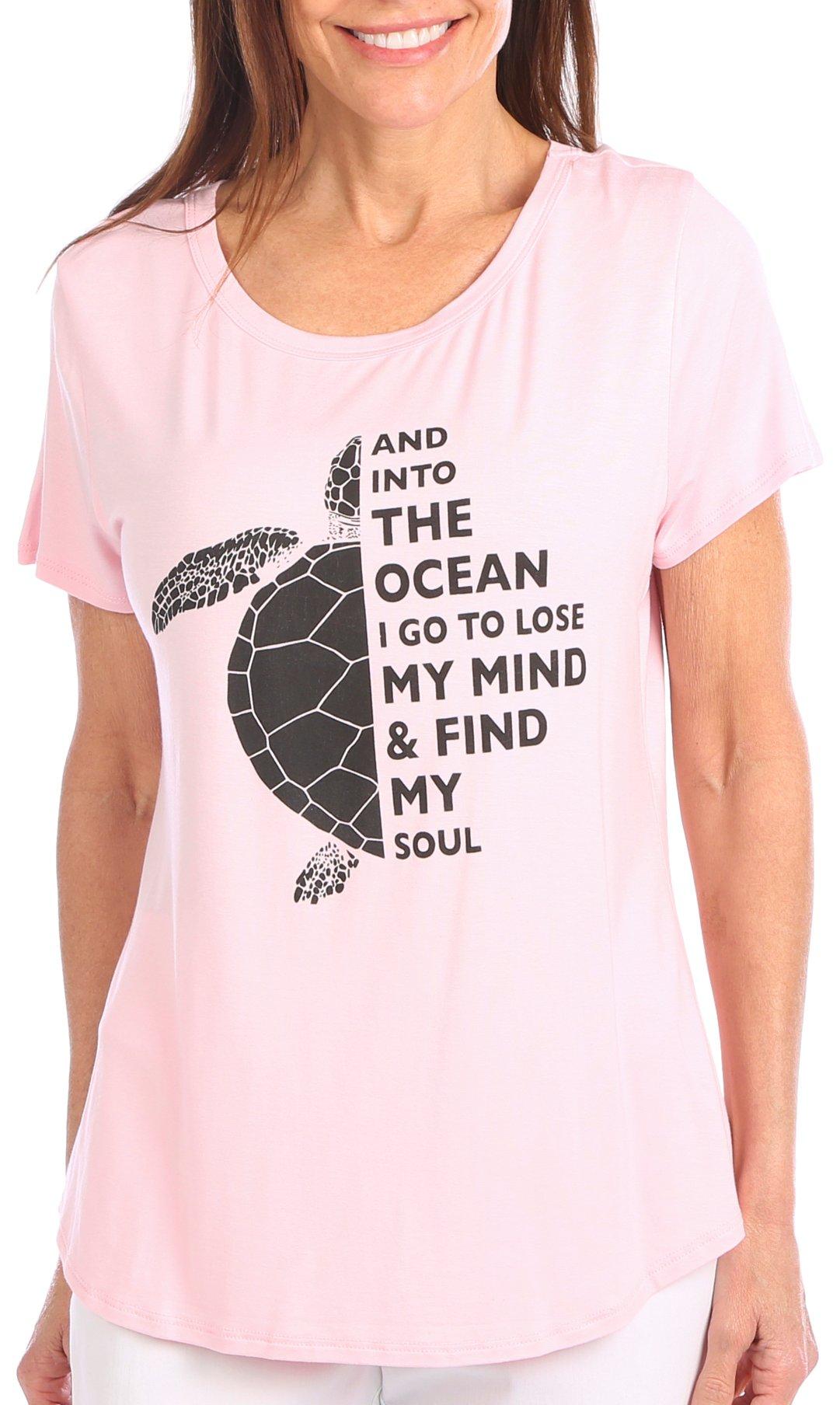 Womens Nature Into Ocean Sea Turtle Short Sleeve T-Shirt