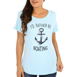Womens I'd Rather Be Boating Short Sleeve T-Shirt