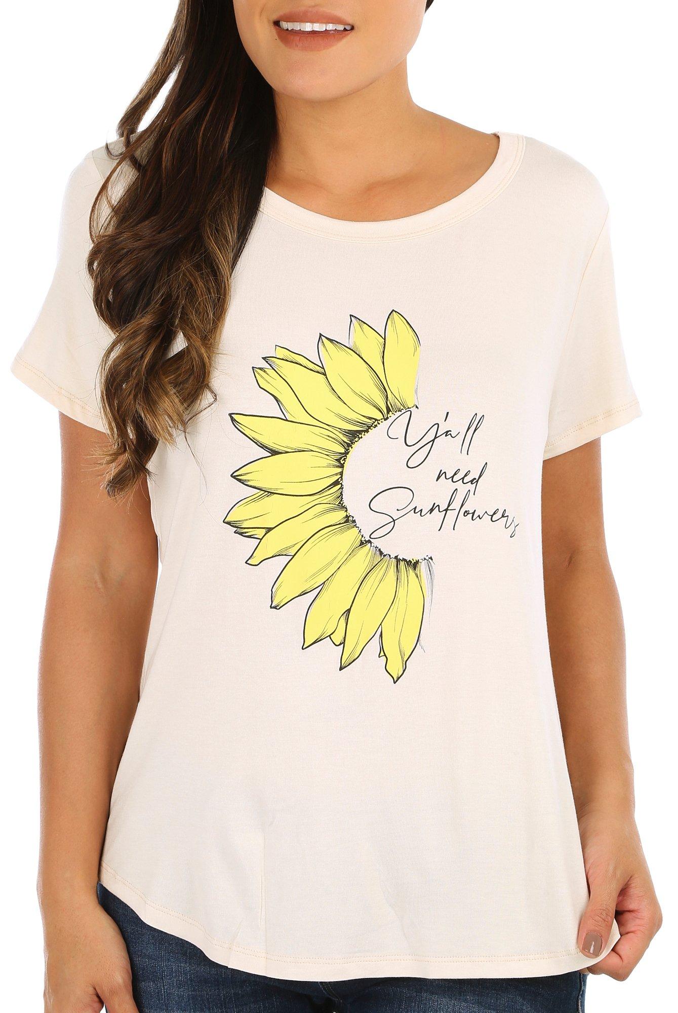 Womens Y'All Need Sunflowers Short Sleeve T-Shirt