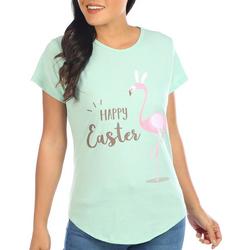 Womens Easter Flamingo Short Sleeve T-Shirt