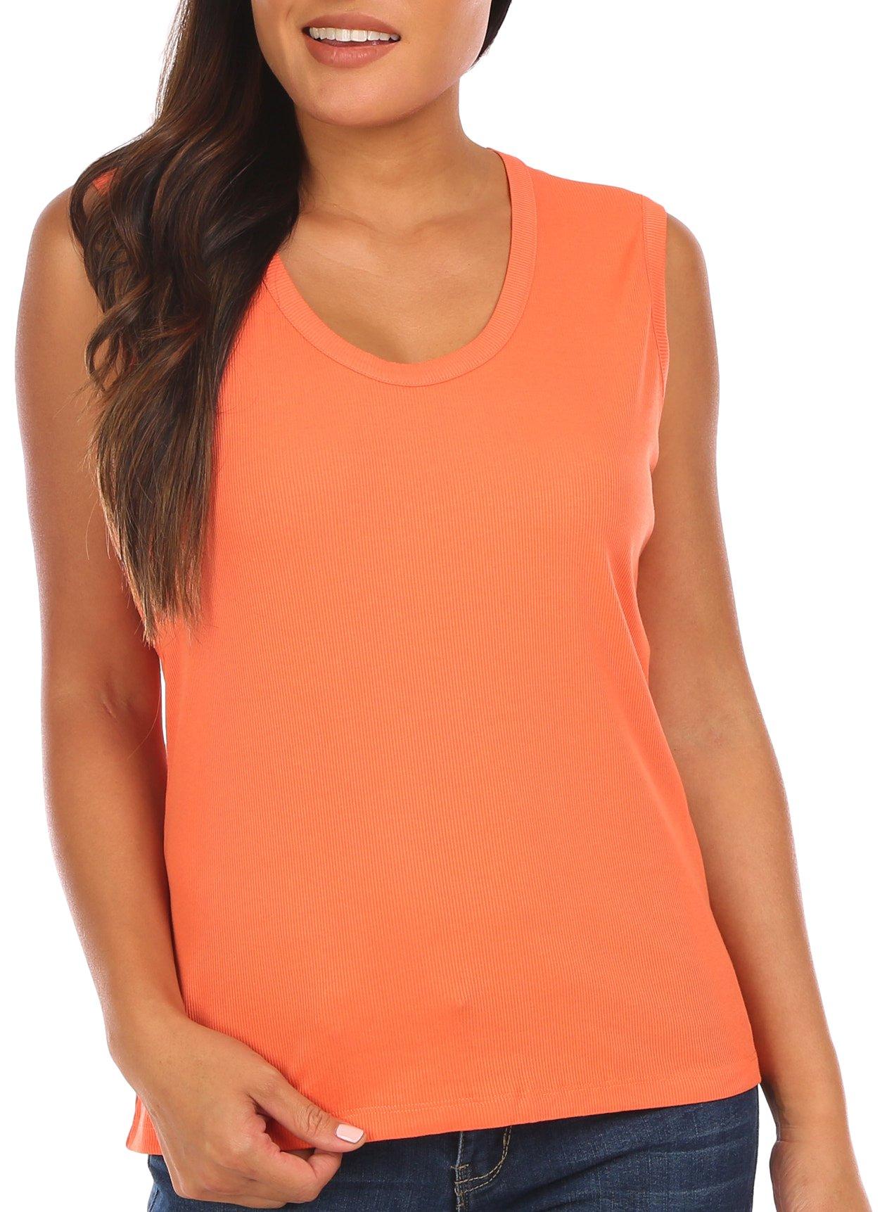 Blue Sol Womens Solid Ribbed Scoop Neck Tank