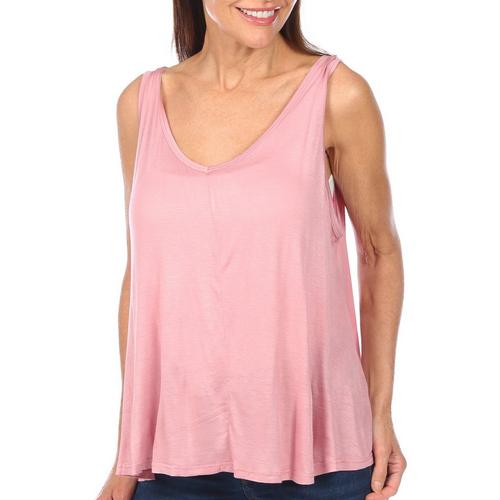Blue Sol Womens Solid Swing V-Neck Tank Top