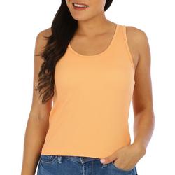 Womens Solid Ribbed Scoop Tank Top