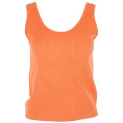 Womens Solid Ribbed Scoop Neck Tank