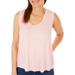 Blue Sol Womens Solid Scoop Neck Sleeveless Top