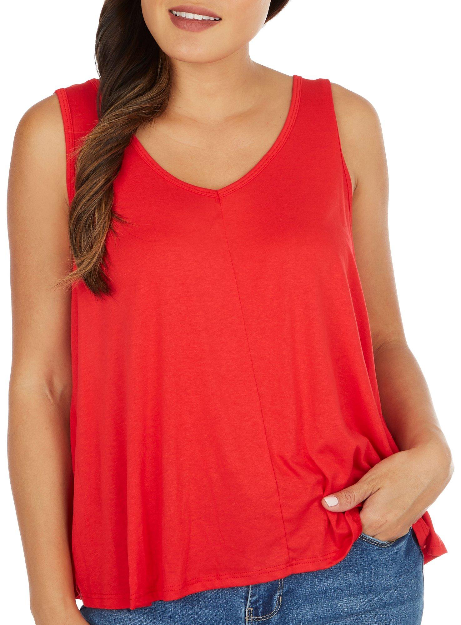 Womens Solid Swing V-Neck Tank Top