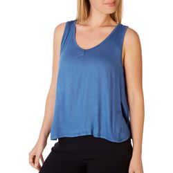 Blue Sol Womens Solid V-Neck Sleeveless Top