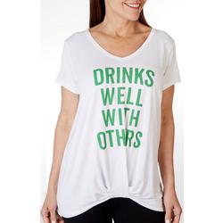 Womens Drinks Well With Others Twist Front Short Sleeve Top