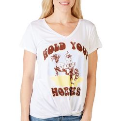 Womens Hold Your Horses Twist Front Short Sleeve Tee