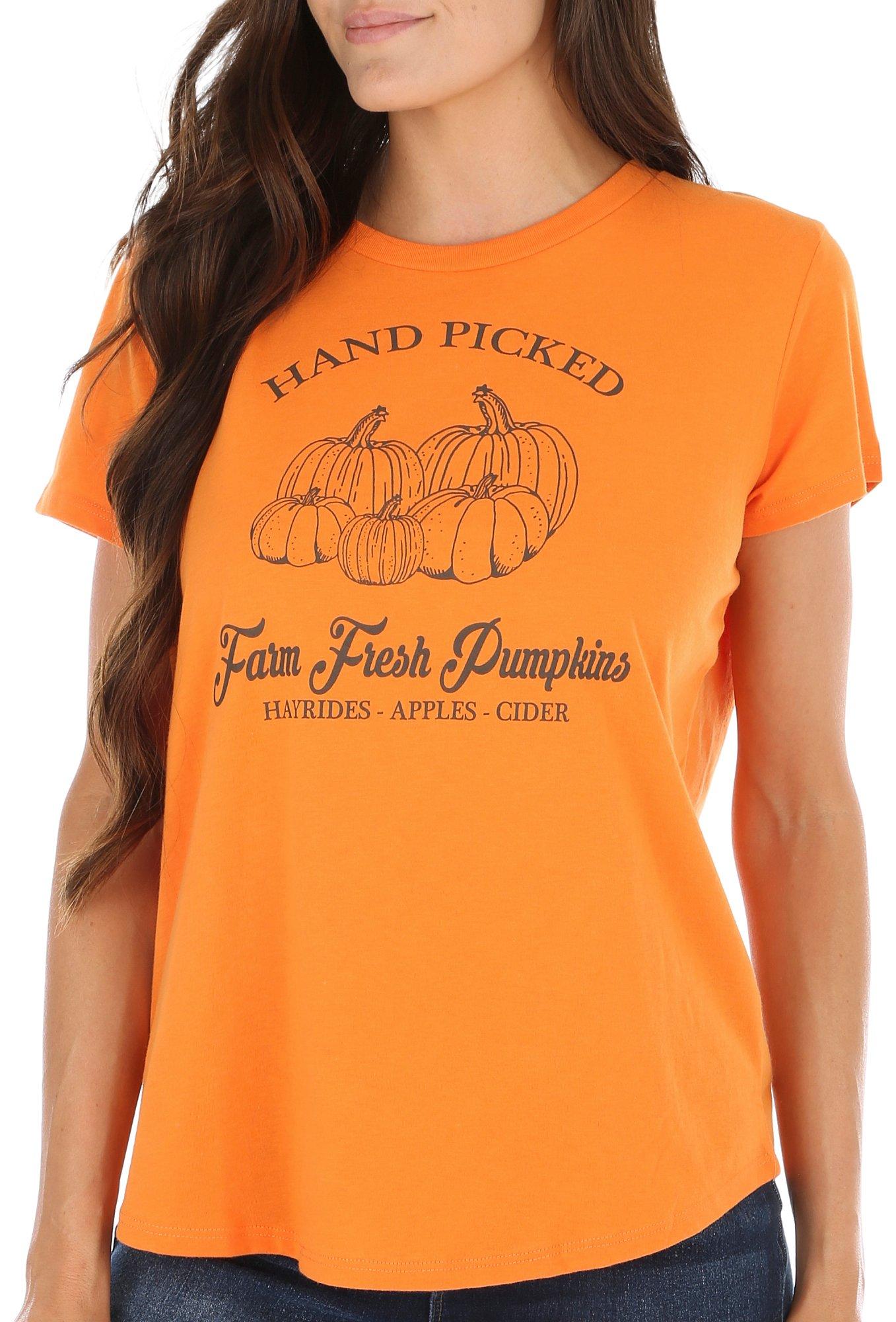 Adiva Womens Pumpkins, Hayrides, Apples Short Sleeve Tee