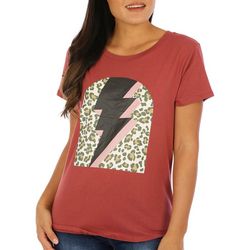 Adiva Womens Leopard Lightning Short Sleeve T-Shirt