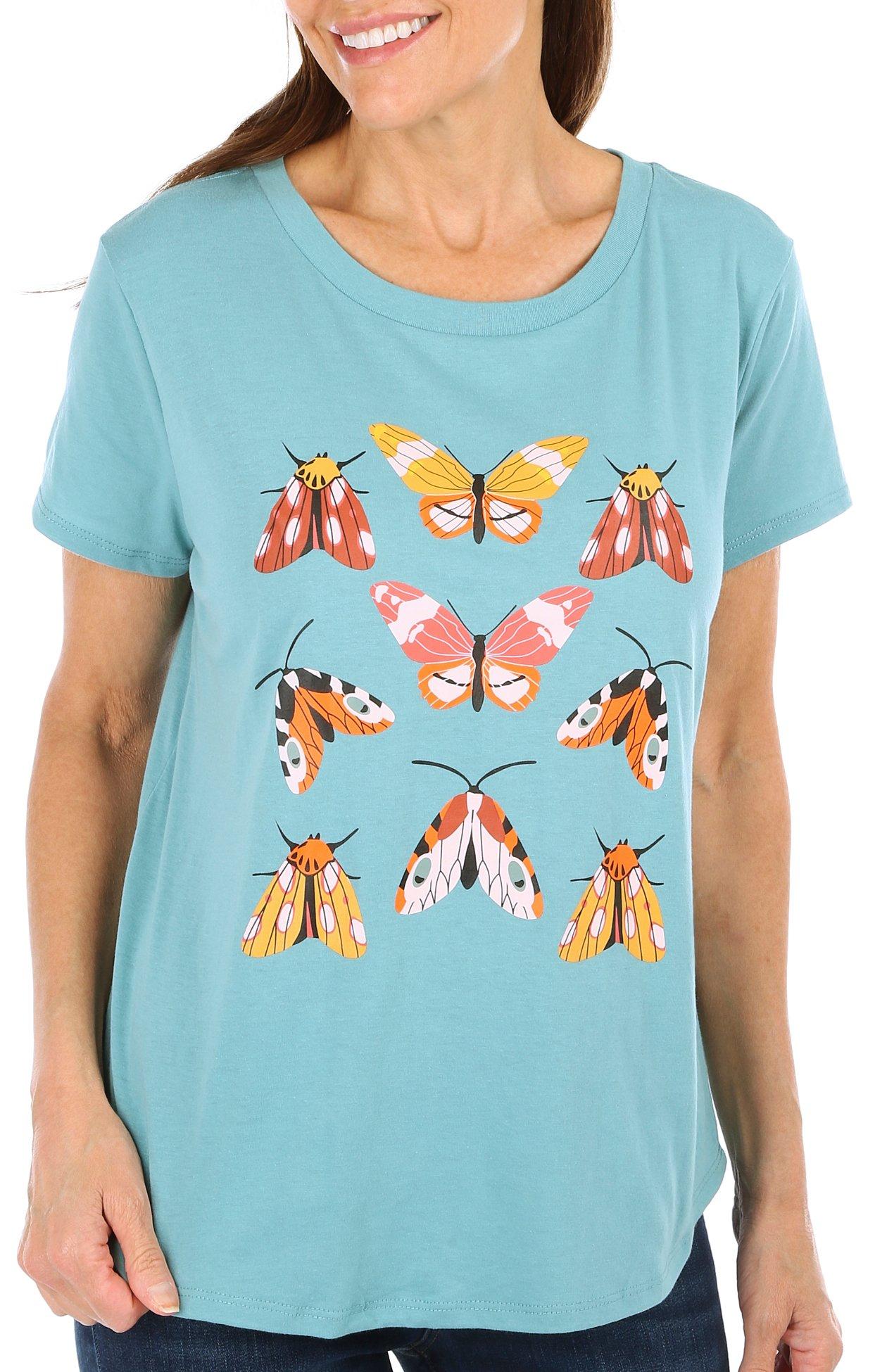 Adiva Womens Butterflies Short Sleeve T-Shirt