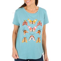 Adiva Womens Butterflies Short Sleeve T-Shirt