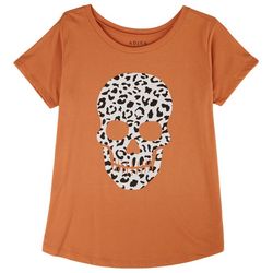 Adiva Womens Leopard Skull Short Sleeve T-Shirt