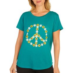 Ana Cabana Womens Daisy Sunflower Peace Sign T-Shirt
