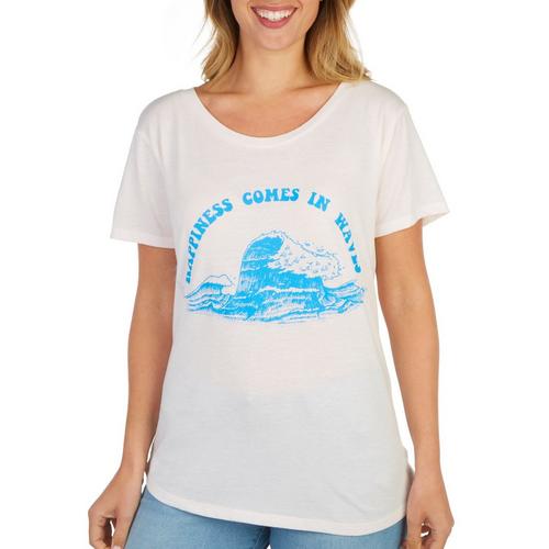 Ana Cabana Womens Happiness Comes In Waves T-Shirt