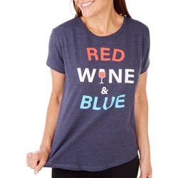 Adiva Womens Red Wine & Blue Short Sleeve Tee