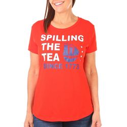 Womens Americana Spill The Tea Short Sleeve Tee