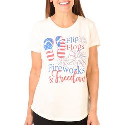 Adiva Womens Americana Flip Flop Freedom Short Sleeve Tee