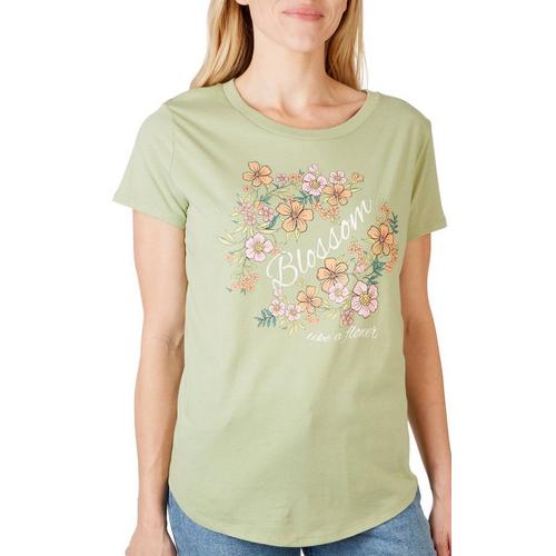 Womens Blossom Like A Flower Short Sleeve T-Shirt