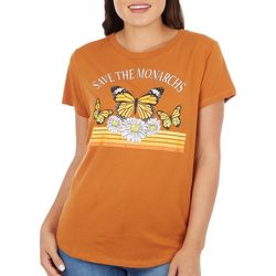 Adiva Womens Monarch Butterfly Short Sleeve Tee