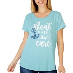 Womens Boat Hair Don't Care Scoop Neck Short Sleeve Tee